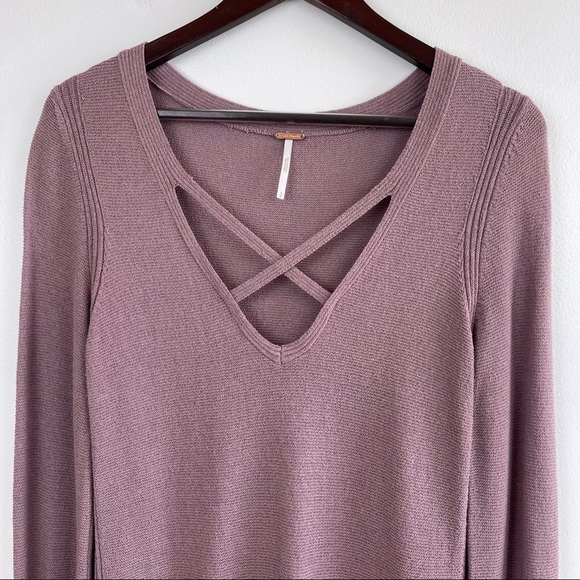 Free People Women’s Crisscross Boho Tunic Dress Sweater Size S - Picture 6 of 12